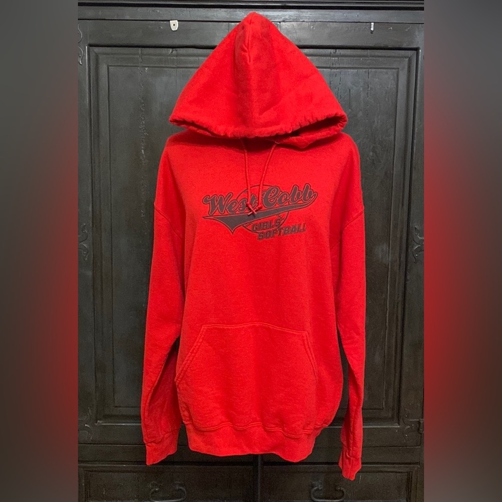 Jerzees Nublend Red OS hoodie with West Cobb Girls Softball -Size Large
